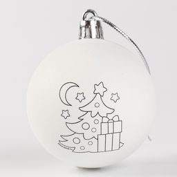 Ёлочное украшение под раскраску на новый год «Ёлочка», d=5.5 см, набор для творчества