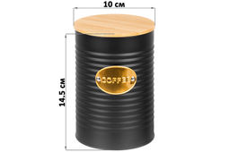 Набор банок д/сыпучих продуктов 3 пр. 900 мл 10*10*14,5 см "Tea, coffee, sugar" черный с бамбук.крыш
