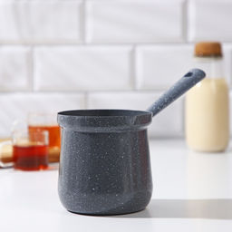 Турка Доляна «Мрамор грэй», 600 мл, d=10 см, 20.5×10×14 см, пластиковая ручка, антипригарное покрытие, индукция, серая