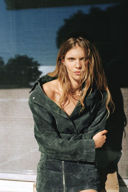 FALDA MINI 100% PIEL ANTE SET / Verde medio - Zara фото 2