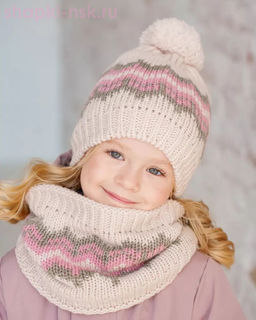 PQ 24 PD 24 Комплект для девочки флис (колпак+снуд) (52-54)