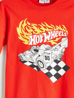 Bisiklet Yaka Hot Wheels Bask?l? Erkek ?ocuk Ti??rt