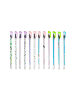 Цена за 12 шт. Ручка гелевая стираемые чернила, 0.5 мм, стержень синий Мультяшки, МИКС