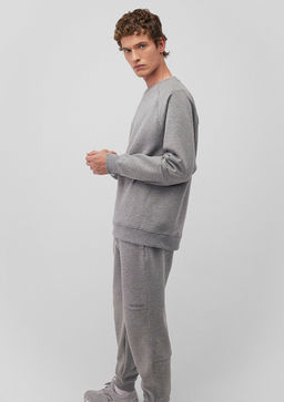 Bisiklet Yaka Gri Basic Sweatshirt - Mavi фото 2