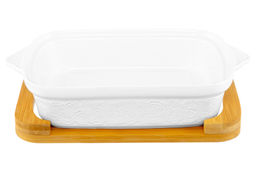 Блюдо д/зап и серв 30*18*13 см 1,1 л Розы прямоуг + стекл крышка на дер подставке - Elan gallery фото 25