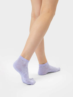 Цена за 5 пар! Носки женские укороченные в фиолетовом оттенке с рисунком цветов - Mark formelle фото 2