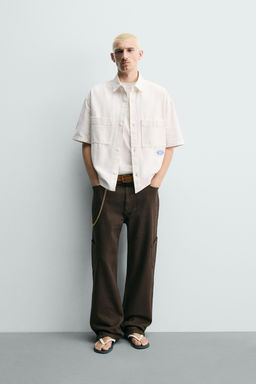 CAMISA RELAXED FIT ESTAMPADOS LAVADOS / Blanco roto
