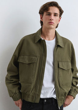 Cep Detayl? Haki Bomber Ceket