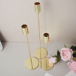 Подсвечники 3 штуки набор золото / HA-32 /уп 24/металл - Галеонтрейд фото 4