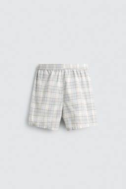 BERMUDA REGULAR FIT CUADROS / Celeste