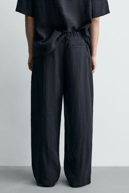 PANTAL?N RELAXED FIT 100% LINO / Marino oscuro