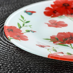 Тарелка стеклянная обеденная Доляна Красные маки, d=23 см  фото 2