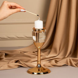 Подсвечник металлический «Безмятежность», стекло, на 1 свечу, цвет золото, 11×11×21 см