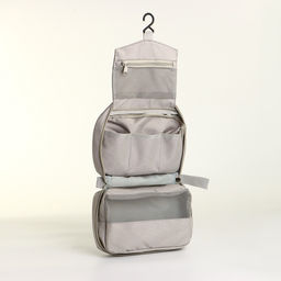 Косметичка-несессер дорожная на молнии, с карманом, крючком, ручкой, серая