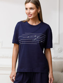 Футболка с принтом свободная из премиального 100% хлопка