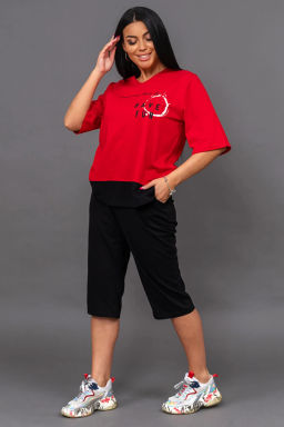 Костюм женский, цвет черный красный