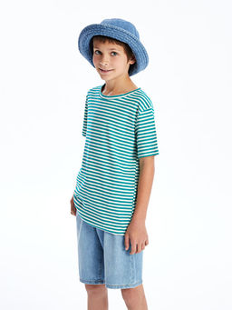 Bisiklet Yaka ?izgili K?sa Kollu Erkek ?ocuk Ti??rt