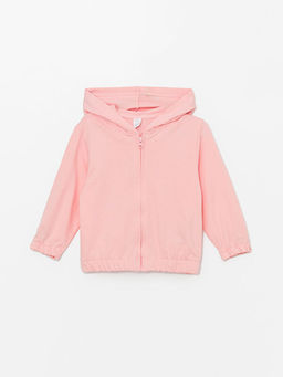 Kap??onlu Uzun Kollu K?z Bebek Fermuarl? Sweatshirt