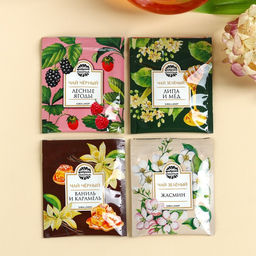 Чай подарочный «С праздником весны. 8 Марта», весовой чай 40 г (2 шт.×20 г)., чай в пакетиках 21.6 (12 шт.×1.8 г).