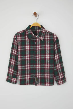 Bordo 100% Pamuk Ekose Oduncu/Flanel Gomlek Yaka Regular Dokuma Erkek Cocuk Gomlek TKDAW26GO00001 - Trendyolmilla фото 2