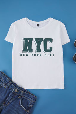 Ekru Erkek Cocuk %100 Pamuk Slogan Bask?l? K?sa Kol Orme T-Shirt TKDSS25TS00099 - Trendyolmilla фото 3