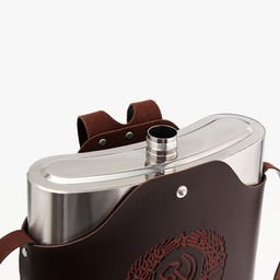 Фляжка для алкоголя СССР, нержавеющая сталь, чехол, 3.8 л