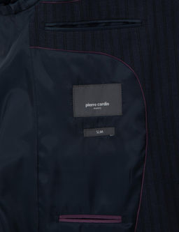 Lacivert Slim Fit _izgili Tak_m Elbise