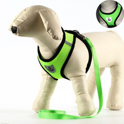 Комплект амуниции с мягкой шлейкой и светоотражающей нашивкой, M, ОШ 26 см, ОГ 36-44 см, зелёный 761