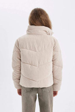 Водонепроницаемое вельветовое пуховик с воротником-стойкой - Defacto фото 7