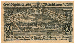 Банкнота 40 геллеров 1920 года Австрия  Пёхларн (нотгельд)