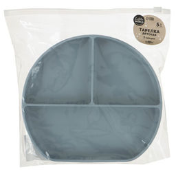 Тарелка детская 3 секции на присоске, M&B, 20.5×19×3, силикон, серый