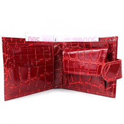 Портмоне женское Croco-ПР-901 натуральная кожа 2 отд, 4 карм, красный скат (74) 207294  фото 3