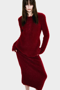 Falda en punto efecto pelo