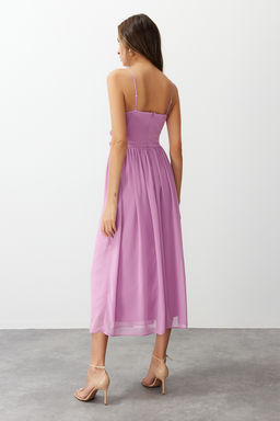 TRENDYOLMILLA Ekru Cicek Desenli A-Kesim F?rf?r Detayl? Astarl? Sifon Maxi Dokuma Elbise TWOSS23EL02013 фото 38