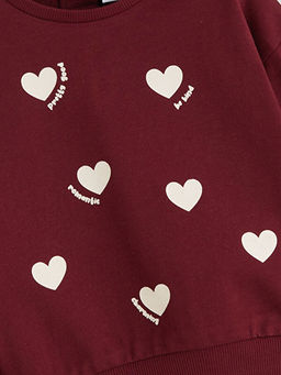 Bask?l? K?z ?ocuk Sweatshirt ve Tayt Pantolon 2li