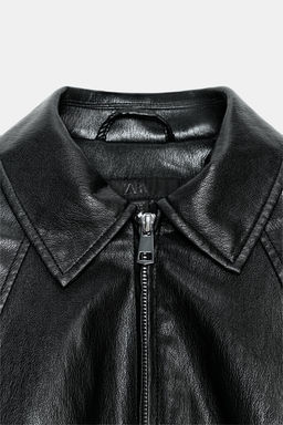CHAQUETA BOMBER EFECTO PIEL / Negro - Zara фото 6