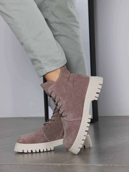 Ботинки 228.V.1541be. Капучино замша/Байка