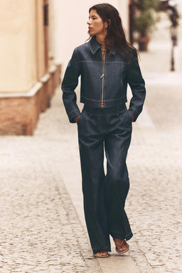 CONTRAST TOPSTITCHING TROUSERS