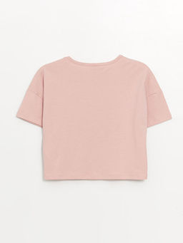 Bisiklet Yaka Bask?l? K?sa Kollu K?z ?ocuk Ti??rt - Waikiki фото 2