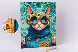 ФРЕЯ PNB/PLPT-173 Набор для раскрашивания по номерам ( с поталью ) 50 х 40 см Кот в стиле стимпанк