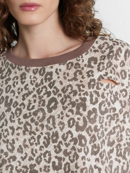 Лонгслив женский с леопардовым принтом потертый леопард 122868R