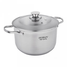 "Zeidan" "Oslo" Кастрюля из нержавеющей стали 4,0л, д20см, 5-и степовое капсулированное дно, стеклянная крышка с матовой тонировкой, внутренняя - зеркальная полировка, снаружи - матовая полировка, подарочная упаковка (Китай) Подходит для всех видов п