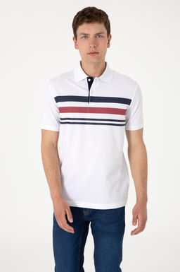 Erkek Regular Fit Polo Yaka Beyaz Ti__rt Sepette S_rpriz _ndirim