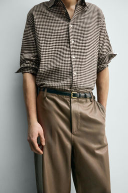 PANTAL?N BALLOON FIT PIEL / Beige - Zara фото 15