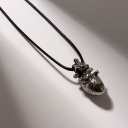 Кулон на шнурке «Анатомия» сердце, цвет чернёное серебро на чёрном шнурке, 43 см