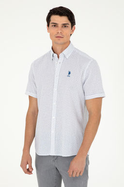 Мужская темно-синяя рубашка с коротким рукавом