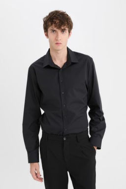 Slim Fit Dar Kesim Italyan Yaka Non Iron Utu Gerektirmeyen Uzun Kollu Gomlek