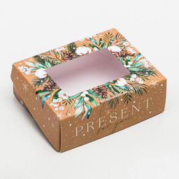 Цена за 5 шт. Коробка складная новогодняя Present, 10×8×3.5 см