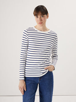 Bisiklet Yaka ?izgili Kad?n Body