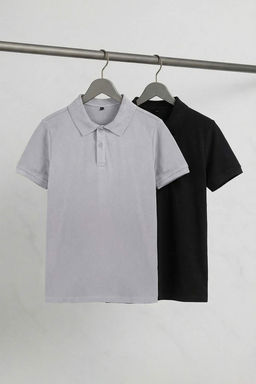 Siyah- Gri Regular 2li Paket Polo Yaka T-shirt TMNSS26PO00025